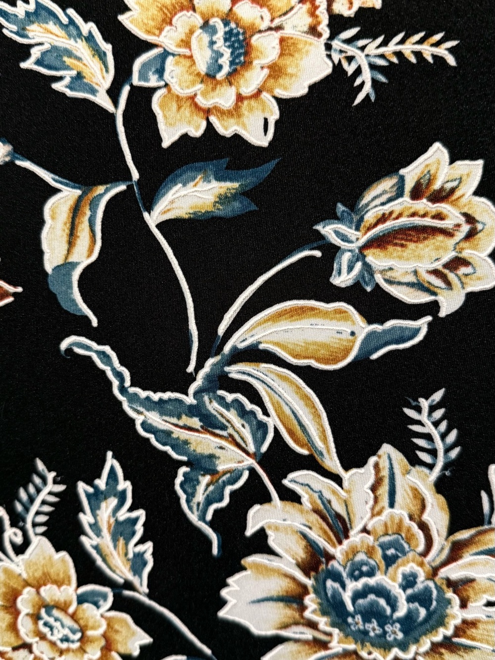 FORTUNE + IVY-Faux Wrap Maxi Dress - Black with Cream & Blue Floral - Picture 6 of 7